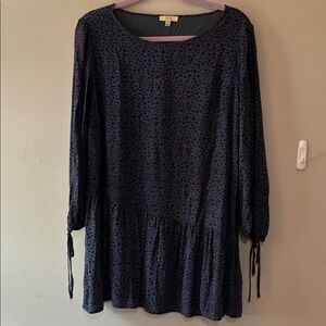 Kori Blue and Red Long Sleeve Dress Size M